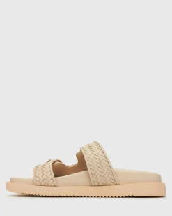 Women Betts Slides|Footbeds^ASTAR Leather Woven Strap Footbed Slides