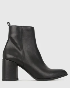 Women Betts Ankle Boots^CHIA Vegan Point Toe Block Heel Boots