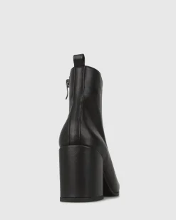 Women Betts Ankle Boots^CHIA Vegan Point Toe Block Heel Boots