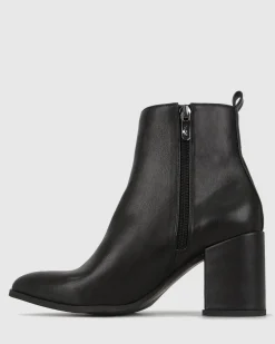 Women Betts Ankle Boots^CHIA Vegan Point Toe Block Heel Boots