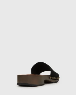 Women Betts Block|Low-Mid^CLARA Suede Leather Clogs