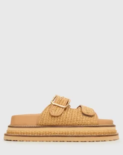 Women Betts Sandals|Flats^HAZE Leather Buckle Flatform Slides