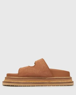 Women Betts Sandals|Flats^HAZE Leather Buckle Flatform Slides