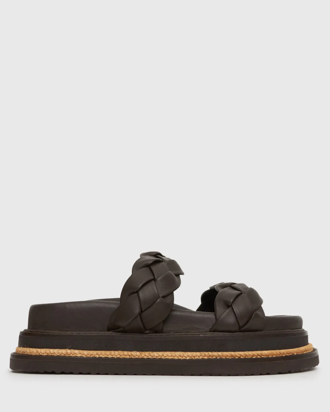 Women Betts Leather^HEIDI Braided Leather Flatform Slides