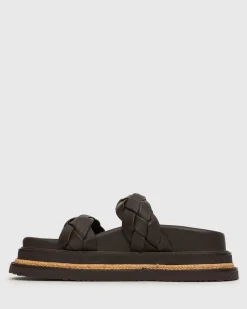 Women Betts Leather^HEIDI Braided Leather Flatform Slides