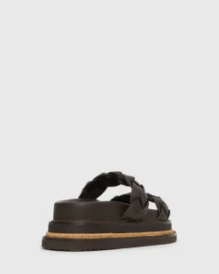 Women Betts Leather^HEIDI Braided Leather Flatform Slides