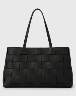 Betts Shoe Matches^KENNIE Leather Woven Tote Handbag