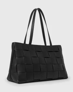 Betts Shoe Matches^KENNIE Leather Woven Tote Handbag