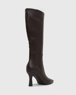 Women Betts Knee High|Chocolate^MAVERIK Square Toe Stiletto Knee Boots