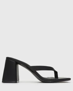 Women Betts Block|High^SUNDOWNER Leather Thong Mule Sandals