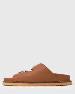 Women Betts Sandals|Flats^Wider Fit HUSH Leather Buckle Slides