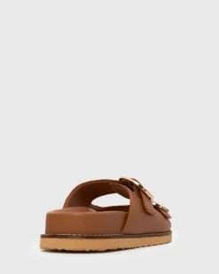 Women Betts Sandals|Flats^Wider Fit HUSH Leather Buckle Slides