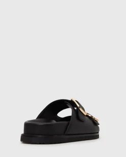 Women Betts Sandals|Flats^Wider Fit HUSH Leather Buckle Slides
